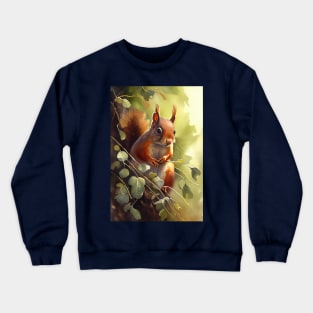 Adorable Watercolor Squirrel - Perfect Wall Art for Nature Lovers Crewneck Sweatshirt